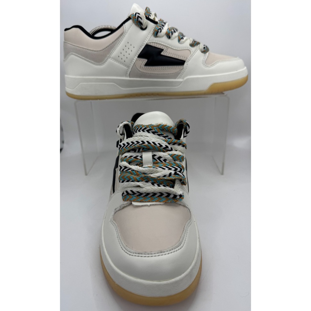 BCBGeneration Women's Kortni Sneakers With Chevron Laces White/Black Size 8.5